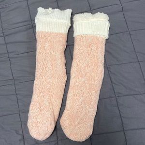 [FREE WITH BUNDLE] Plush Pink Stockings With Grip
